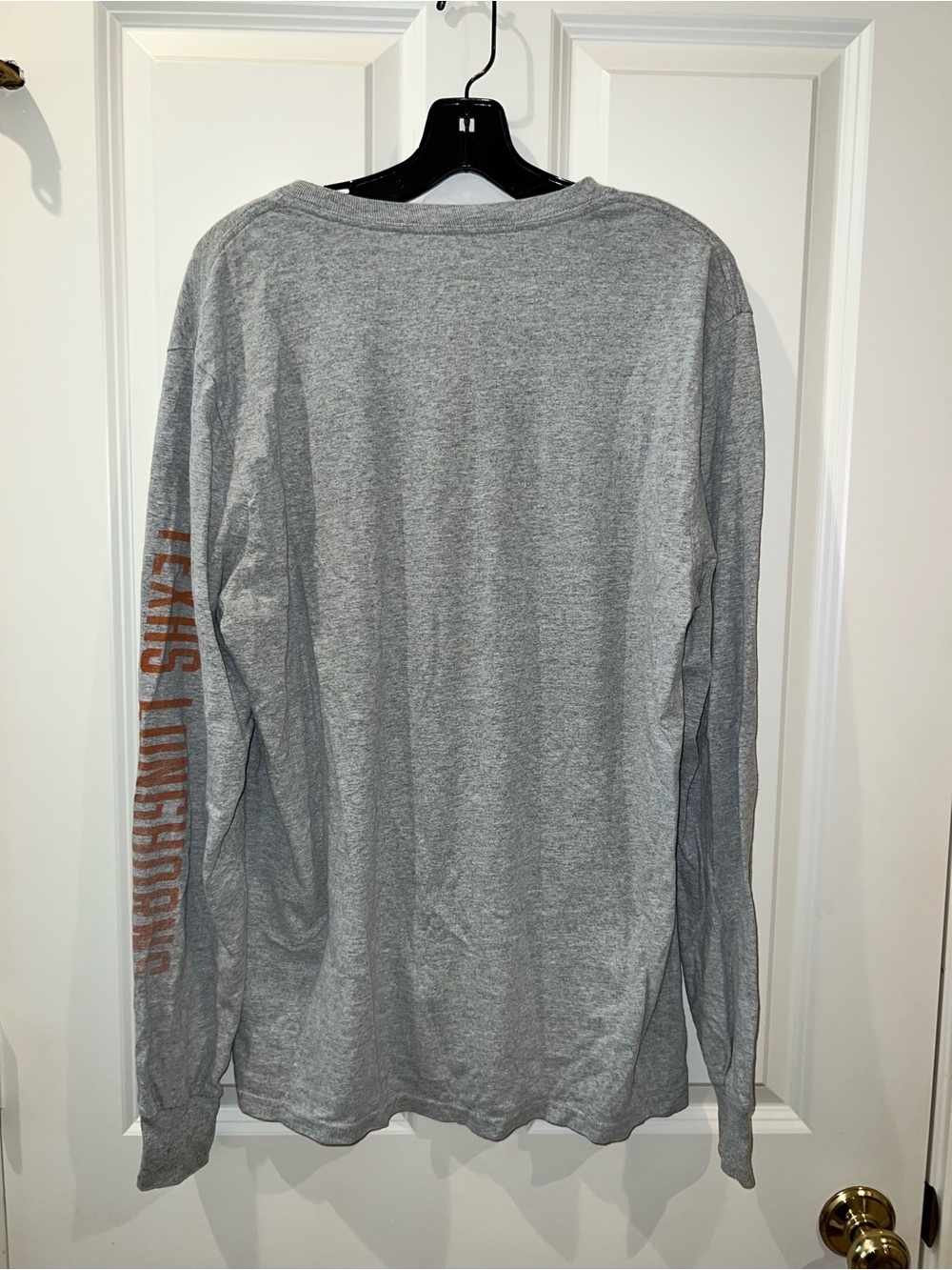 Women's Gray Long-Sleeve Tee with Burnt Orange Longhorn Graphic - Picture 2 of 3